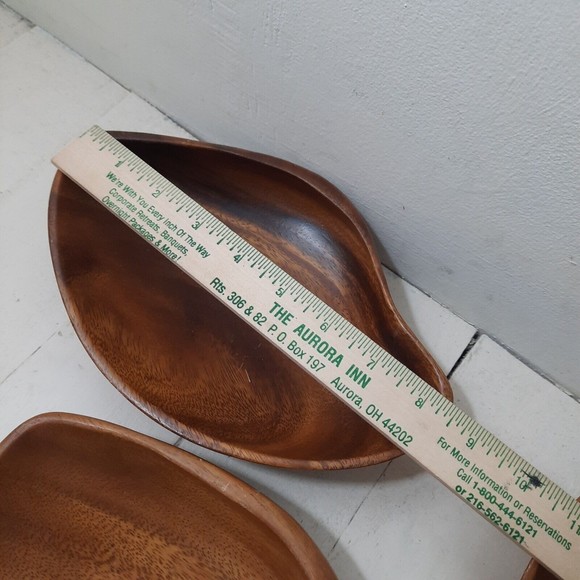 Vintage Genuine Monkeypod Wood Seed Pod Shaped Dish Lot of 3 Wooden Monkey Pod - Picture 5 of 12